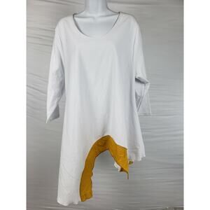 Noblu White Gold Long Sleeve Cotton & Poly Size XXL 2XL Lagenlook Top